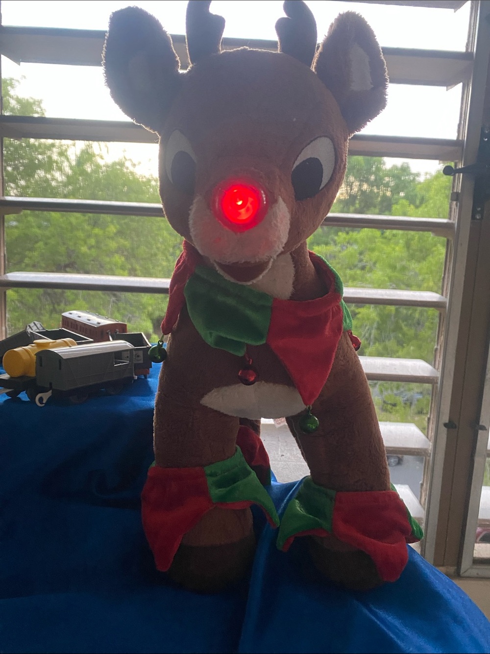 Build-A-Bear Brown Reindeer with Red Light-Up Nose and Red & Green Accessories